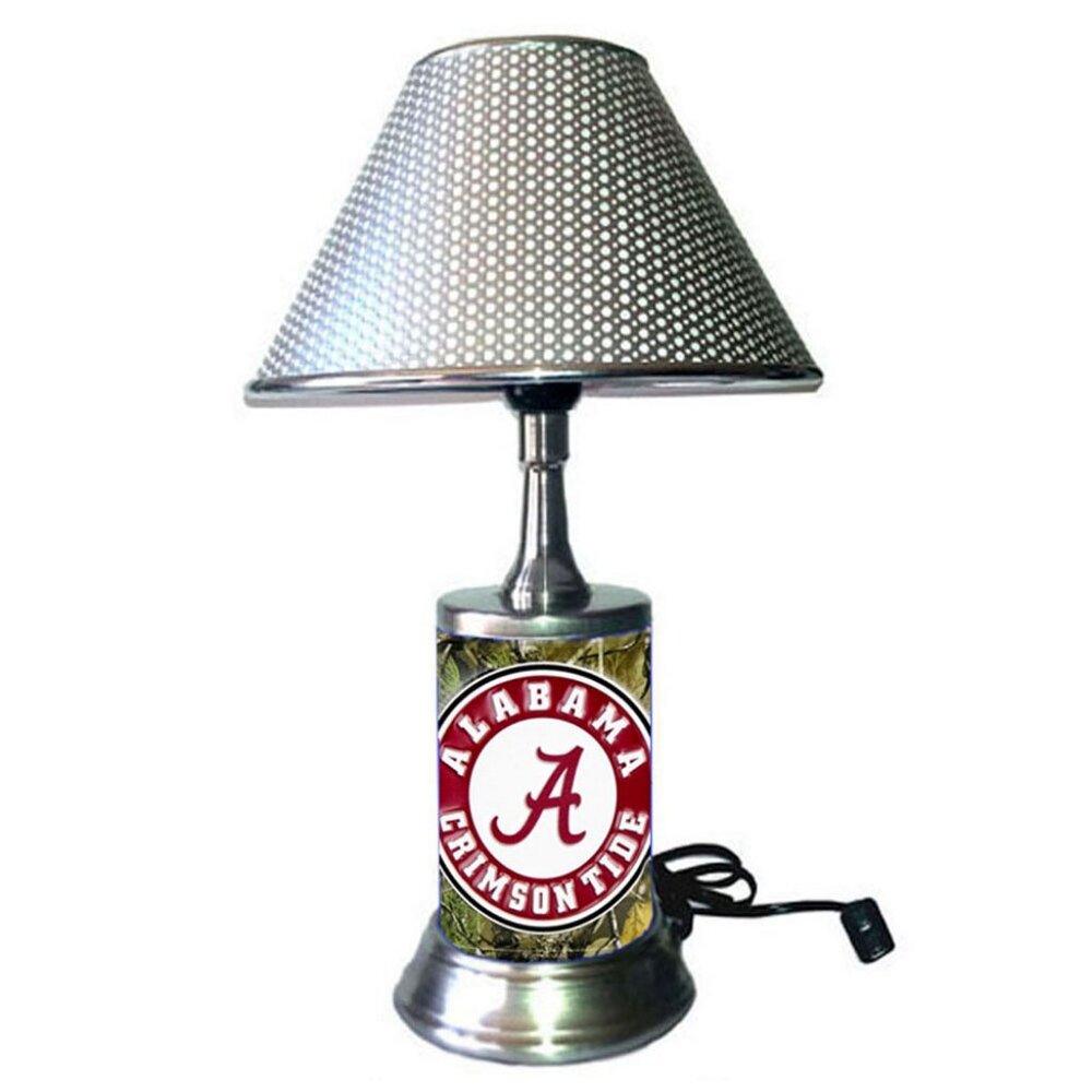 Alabama Crimson Tide Lamp with chrome finish shade